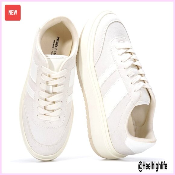Shoes - Platform Sneakers with Memory Foam Insole, Non-Slip Fashion Footwear